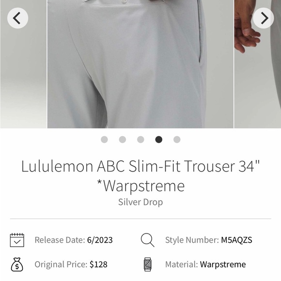 Lululemon ABC Slim-Fit Trouser Size 38 - Picture 3 of 9